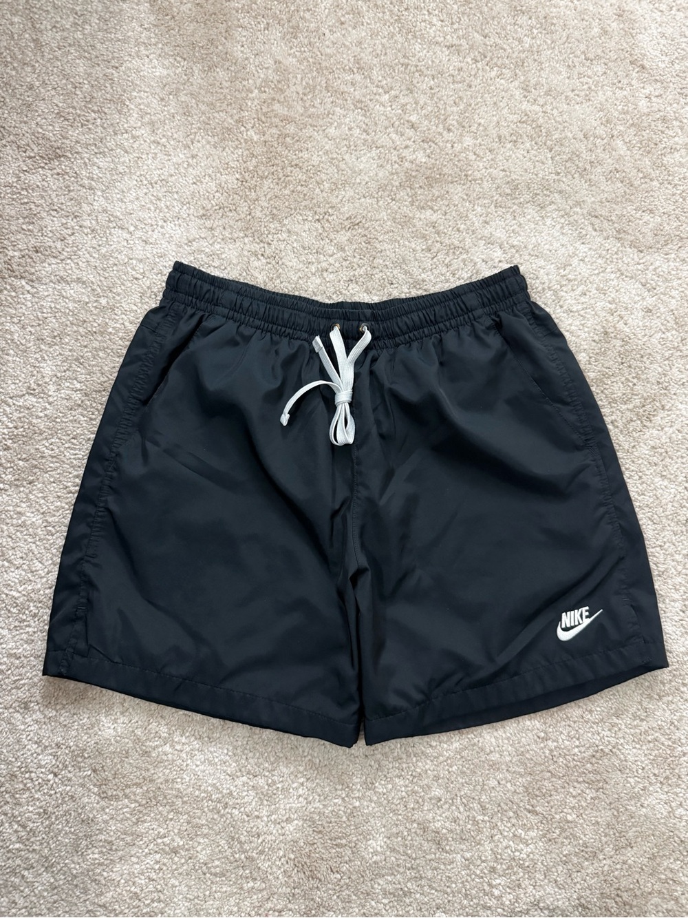 Nike Black Swim/Training Shorts with White Drawstring